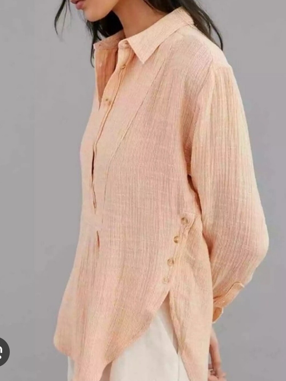 Anthropologie Long Sleeve 100% Cotton Top Tunic Vneck Boho Gauzy‎ SzXS